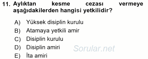 İdare Hukuku 2016 - 2017 3 Ders Sınavı 11.Soru