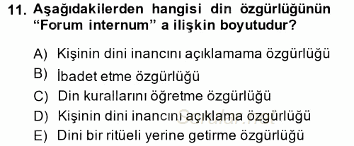 İnsan Hakları Ve Kamu Özgürlükleri 2014 - 2015 Tek Ders Sınavı 11.Soru
