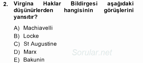 İnsan Hakları Ve Kamu Özgürlükleri 2014 - 2015 Tek Ders Sınavı 2.Soru