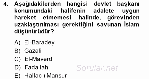 İnsan Hakları Ve Kamu Özgürlükleri 2014 - 2015 Tek Ders Sınavı 4.Soru