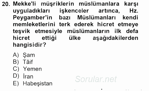 Yaşayan Dünya Dinleri 2012 - 2013 Dönem Sonu Sınavı 20.Soru