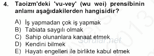 Yaşayan Dünya Dinleri 2012 - 2013 Dönem Sonu Sınavı 4.Soru