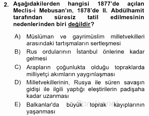 Türkiye´de Demokrasi Ve Parlemento Tarihi 2016 - 2017 Dönem Sonu Sınavı 2.Soru