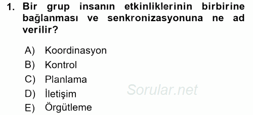 Spor Yönetimi 2015 - 2016 Dönem Sonu Sınavı 1.Soru