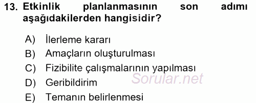 Spor Yönetimi 2015 - 2016 Dönem Sonu Sınavı 13.Soru