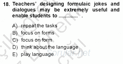 Özel Öğretim Yöntemleri 2014 - 2015 Ara Sınavı 18.Soru