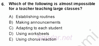 Özel Öğretim Yöntemleri 2014 - 2015 Ara Sınavı 6.Soru
