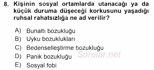 Çatışma ve Stres Yönetimi 2 2015 - 2016 Tek Ders Sınavı 8.Soru