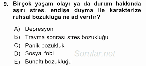 Çatışma ve Stres Yönetimi 2 2015 - 2016 Tek Ders Sınavı 9.Soru