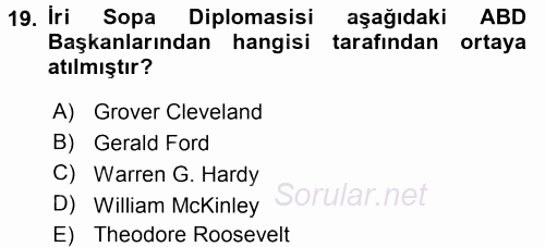 Amerikan Dış Politikası 2015 - 2016 Tek Ders Sınavı 19.Soru