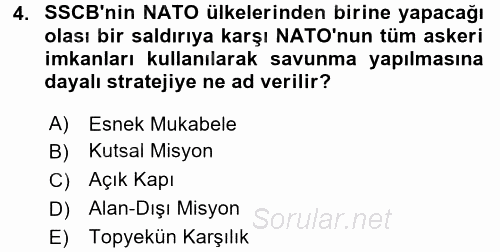 Amerikan Dış Politikası 2015 - 2016 Tek Ders Sınavı 4.Soru