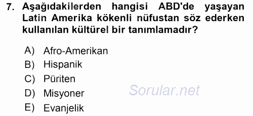 Amerikan Dış Politikası 2015 - 2016 Tek Ders Sınavı 7.Soru