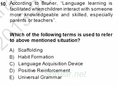 Çocuklara Yabancı Dil Öğretimi 1 2013 - 2014 Ara Sınavı 10.Soru