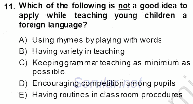 Çocuklara Yabancı Dil Öğretimi 1 2013 - 2014 Ara Sınavı 11.Soru
