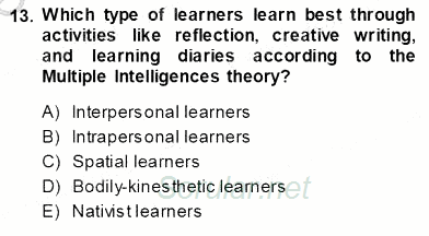 Çocuklara Yabancı Dil Öğretimi 1 2013 - 2014 Ara Sınavı 13.Soru