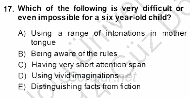 Çocuklara Yabancı Dil Öğretimi 1 2013 - 2014 Ara Sınavı 17.Soru