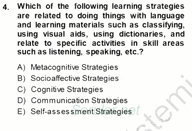 Çocuklara Yabancı Dil Öğretimi 1 2013 - 2014 Ara Sınavı 4.Soru