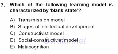 Çocuklara Yabancı Dil Öğretimi 1 2013 - 2014 Ara Sınavı 7.Soru