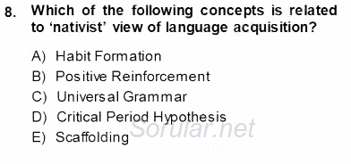 Çocuklara Yabancı Dil Öğretimi 1 2013 - 2014 Ara Sınavı 8.Soru