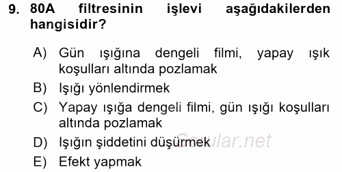 Film ve Video Yapımı 2015 - 2016 Dönem Sonu Sınavı 9.Soru