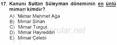 Akdeniz Uygarlıkları Sanatı 2012 - 2013 Dönem Sonu Sınavı 17.Soru