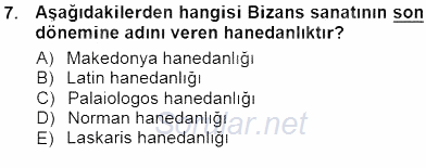 Akdeniz Uygarlıkları Sanatı 2012 - 2013 Dönem Sonu Sınavı 7.Soru