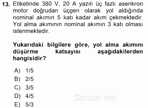 Elektromekanik Kumanda Sistemleri 2015 - 2016 Tek Ders Sınavı 13.Soru