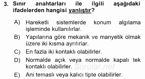 Elektromekanik Kumanda Sistemleri 2015 - 2016 Tek Ders Sınavı 3.Soru