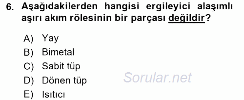 Elektromekanik Kumanda Sistemleri 2015 - 2016 Tek Ders Sınavı 6.Soru