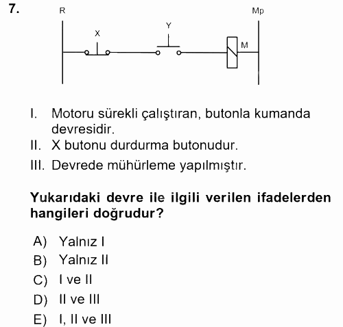 Elektromekanik Kumanda Sistemleri 2015 - 2016 Tek Ders Sınavı 7.Soru