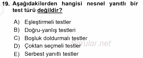 İşletmelerde Eğitim ve Geliştirme 2016 - 2017 3 Ders Sınavı 19.Soru