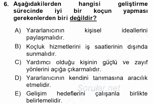 İşletmelerde Eğitim ve Geliştirme 2016 - 2017 3 Ders Sınavı 6.Soru