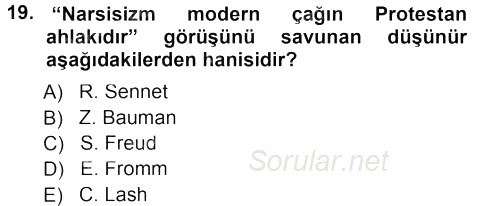 Ekonomi Sosyolojisi 2012 - 2013 Dönem Sonu Sınavı 19.Soru