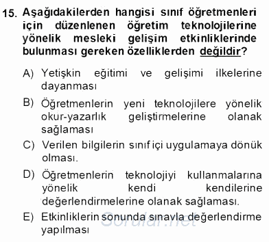İng. Öğretmenliğinde Öğretim Teknolojileri Ve Materyal Tasarımı 2 2013 - 2014 Dönem Sonu Sınavı 15.Soru