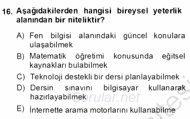 İng. Öğretmenliğinde Öğretim Teknolojileri Ve Materyal Tasarımı 2 2013 - 2014 Dönem Sonu Sınavı 16.Soru