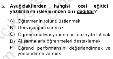 İng. Öğretmenliğinde Öğretim Teknolojileri Ve Materyal Tasarımı 2 2013 - 2014 Dönem Sonu Sınavı 5.Soru