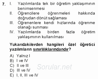 İng. Öğretmenliğinde Öğretim Teknolojileri Ve Materyal Tasarımı 2 2013 - 2014 Dönem Sonu Sınavı 7.Soru