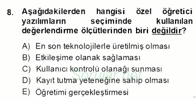 İng. Öğretmenliğinde Öğretim Teknolojileri Ve Materyal Tasarımı 2 2013 - 2014 Dönem Sonu Sınavı 8.Soru