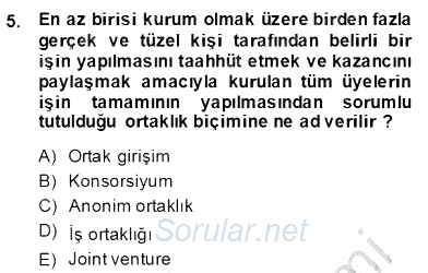 Dış Ticaret İşlemlerinin Muhasebeleştirilmesi 2013 - 2014 Dönem Sonu Sınavı 5.Soru