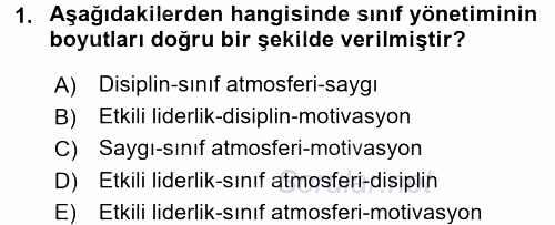 Eğitim Bilimine Giriş 2015 - 2016 Dönem Sonu Sınavı 1.Soru