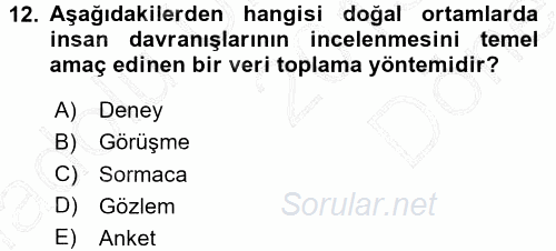 Eğitim Bilimine Giriş 2015 - 2016 Dönem Sonu Sınavı 12.Soru