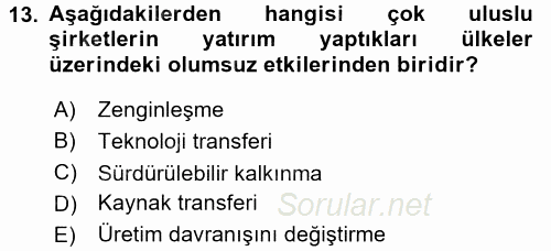İnsan Hakları ve Demokratikleşme Süreci 2017 - 2018 3 Ders Sınavı 13.Soru