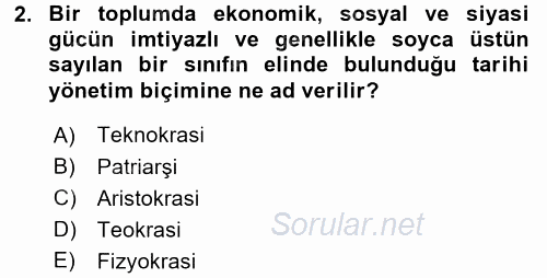 İnsan Hakları ve Demokratikleşme Süreci 2017 - 2018 3 Ders Sınavı 2.Soru