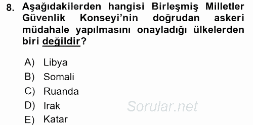 İnsan Hakları ve Demokratikleşme Süreci 2017 - 2018 3 Ders Sınavı 8.Soru