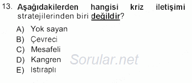 Kurumsal İletişim 2012 - 2013 Tek Ders Sınavı 13.Soru