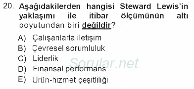 Kurumsal İletişim 2012 - 2013 Tek Ders Sınavı 20.Soru