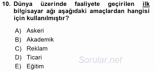 Dış Ticarette Bilgisayar Uygulamaları 2016 - 2017 Ara Sınavı 10.Soru