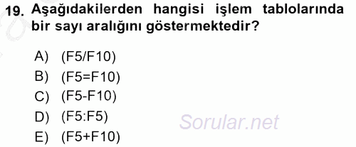 Dış Ticarette Bilgisayar Uygulamaları 2016 - 2017 Ara Sınavı 19.Soru
