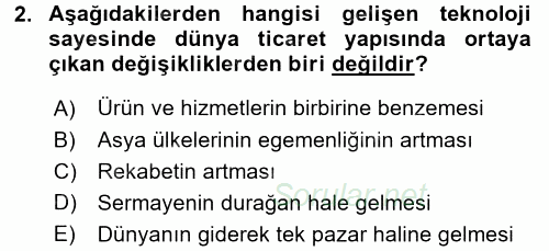 Dış Ticarette Bilgisayar Uygulamaları 2016 - 2017 Ara Sınavı 2.Soru