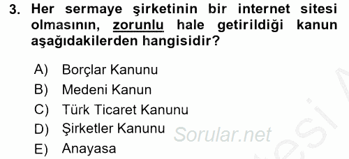 Dış Ticarette Bilgisayar Uygulamaları 2016 - 2017 Ara Sınavı 3.Soru